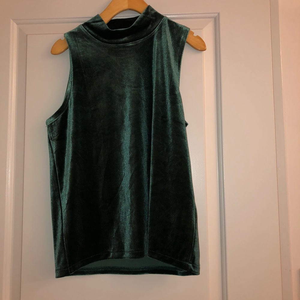 Shiny Green Velvet Turtleneck